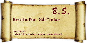 Breihofer Sándor névjegykártya